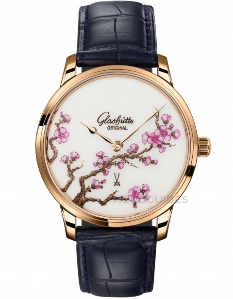GLASHÜTTE ORIGINAL - SENATOR - 1-36-16-05-05-01 - 格拉蘇蒂原創攜手麥森瓷器,以手繪櫻花錶盤展現德國頂級製錶工藝