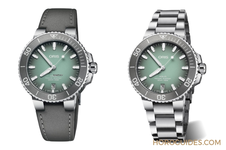 ORIS - AQUIS - 01 733 7732 4137-07 8 21 05PEB - 一抹與眾不同的薄荷綠，綠面盤中的小清新－ORIS Aquis日期錶