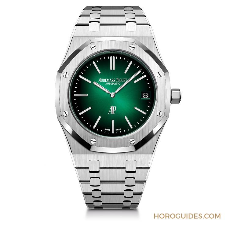 AUDEMARS PIGUET - 首見綠色煙燻面! AP 發表皇家橡樹「JUMBO」超薄鉑金腕錶Ref. 15202