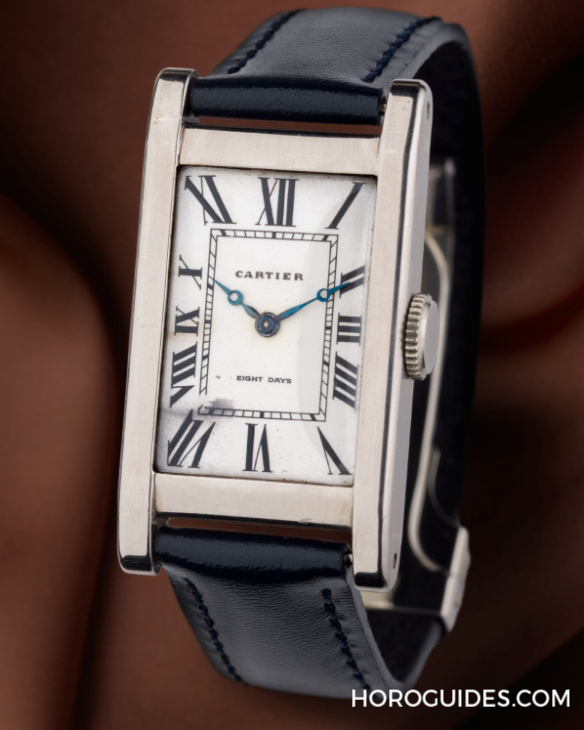CARTIER - TANK - 罕見古董白金八日鍊Cartier Tank Allongé,現身蘇富比日內瓦拍賣