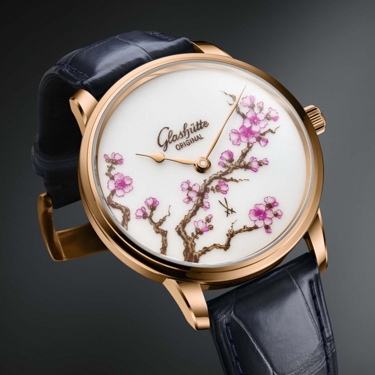 GLASHÜTTE ORIGINAL - SENATOR - 1-36-16-05-05-01 - 格拉蘇蒂原創攜手麥森瓷器,以手繪櫻花錶盤展現德國頂級製錶工藝