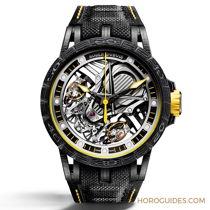 ROGER DUBUIS - EXCALIBUR - Roger Dubuis x Lamborghini 超跑材料來造錶-Excalibur Aventador S Giallo Orion