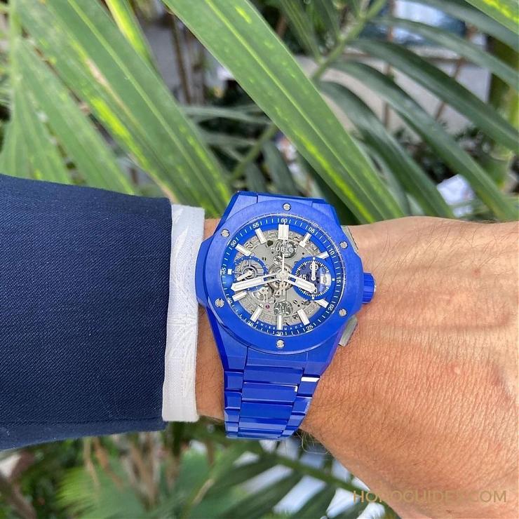 HUBLOT - BIG BANG - 451.CZ.4620.CZ - 穿出正裝清爽感 HUBLOT Big Bang Integrated彩色陶瓷鍊帶計時碼錶
