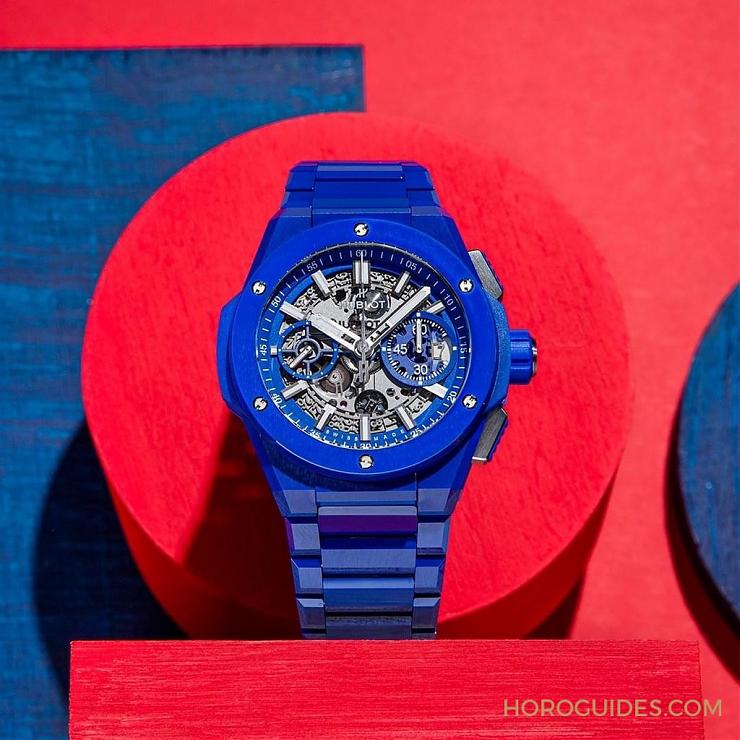 HUBLOT - BIG BANG - 451.CZ.4620.CZ - 穿出正裝清爽感 HUBLOT Big Bang Integrated彩色陶瓷鍊帶計時碼錶