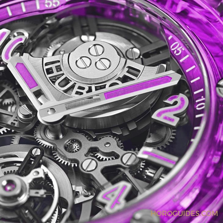 HUBLOT - BIG BANG - 429.JM.0120.RT - 前衛外型與頂尖科技的視覺震撼 HUBLOT BIG BANG紫色藍寶石陀飛輪腕錶
