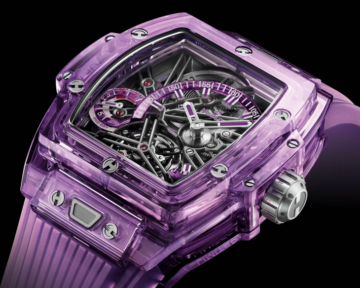 HUBLOT - SPIRIT OF BIG BANG - 645.JM.0120.RT - 混搭調和奢華風味 HUBLOT Spirit of Big Bang陀飛輪腕錶 紫色藍寶石與天藍碳纖維