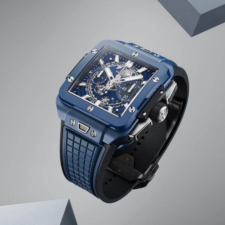 HUBLOT - SQUARE BANG - 821.EX.5170.RX - 潮穿搭也能展現實用機能|Hublot Square Bang Unico藍面計時碼錶