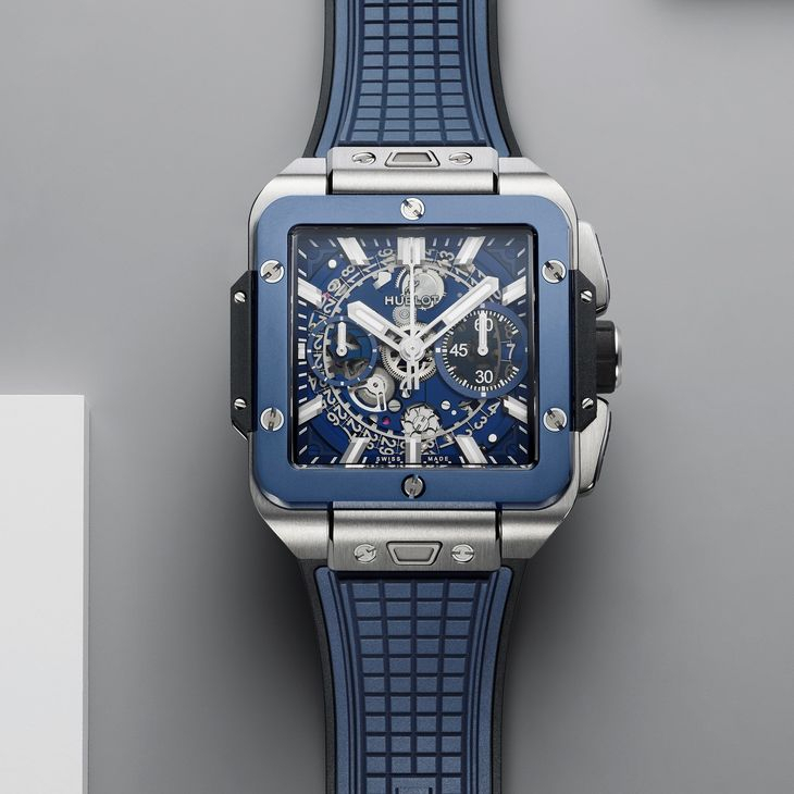 HUBLOT - SQUARE BANG - 821.EX.5170.RX - 潮穿搭也能展現實用機能|Hublot Square Bang Unico藍面計時碼錶