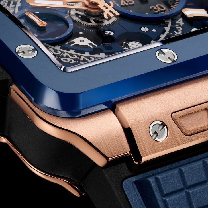 HUBLOT - SQUARE BANG - 821.EX.5170.RX - 潮穿搭也能展現實用機能|Hublot Square Bang Unico藍面計時碼錶