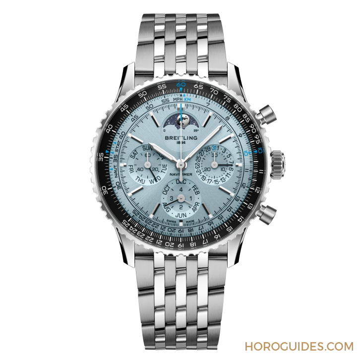 BREITLING - NAVITIMER - PB1920251C1A1 - 冰藍面新作！百年靈推出Navitimer B19不鏽鋼萬年曆計時碼錶