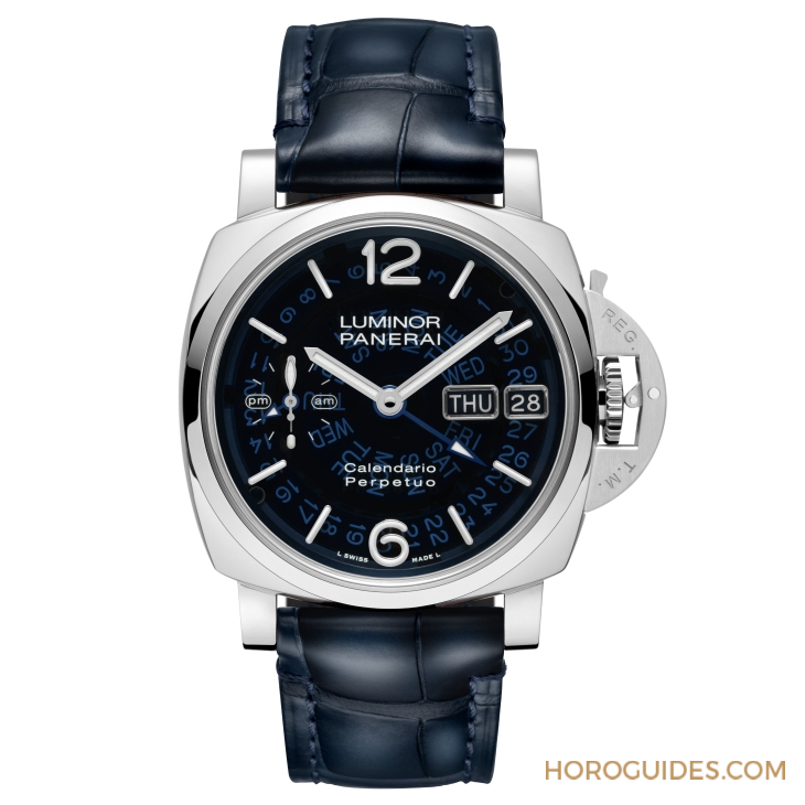 PANERAI - LUMINOR - 透視深海時間|PANERAI全新Luminor萬年曆兩地時間鉑金腕錶PAM01575