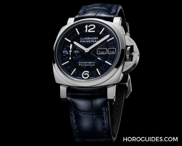 PANERAI - LUMINOR - 透視深海時間|PANERAI全新Luminor萬年曆兩地時間鉑金腕錶PAM01575
