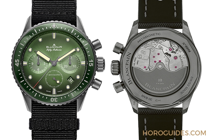 BLANCPAIN - FIFTY FATHOMS - 5200-0153-B52A - 寶珀五十噚Bathyscaphe深潛器飛返計時腕錶,綠色新裝亮相!