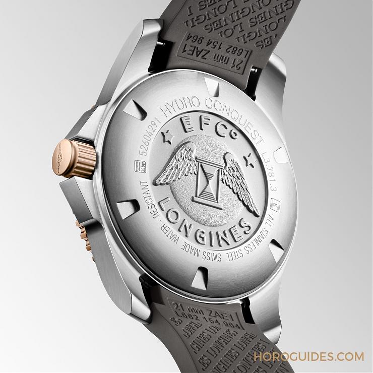 LONGINES - HYDRO CONQUEST - L3.781.3.78.7 - 雙色奢華感受|浪琴推出玫瑰金PVD雙色設計HydroConquest腕錶
