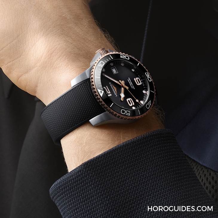 LONGINES - HYDRO CONQUEST - L3.781.3.78.7 - 雙色奢華感受|浪琴推出玫瑰金PVD雙色設計HydroConquest腕錶