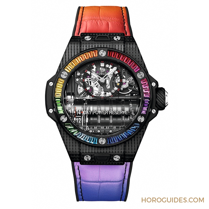 HUBLOT - BIG BANG - 911.QD.0123.LR.4099 - 流線型彩虹圈，14日動力，又潮又奢華的強性能之作：Hublot Big Bang MP-11 彩虹3D碳纖維腕錶