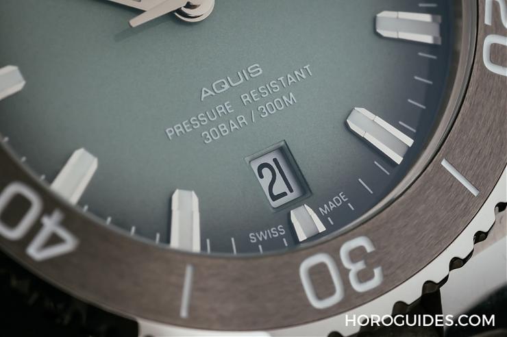 ORIS - AQUIS - 01 733 7732 4137-07 8 21 05PEB - 自顧自可人的小清新|ORIS Aquis日期錶-薄荷灰面盤