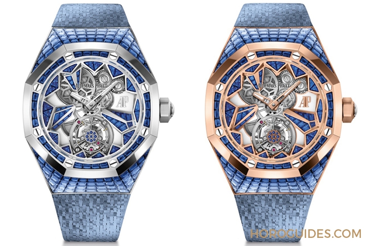 AUDEMARS PIGUET - 冰藍版VS.彩虹版,愛彼皇家橡樹概念系列飛行陀飛輪腕錶新作寶石滿鑲閃耀登場
