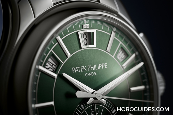 PATEK PHILIPPE - COMPLICATIONS - 5905/1A-001 - 精鋼、鍊帶、橄欖綠面,熱門元素加持!|百達翡麗年曆計時碼錶5905/1A-001