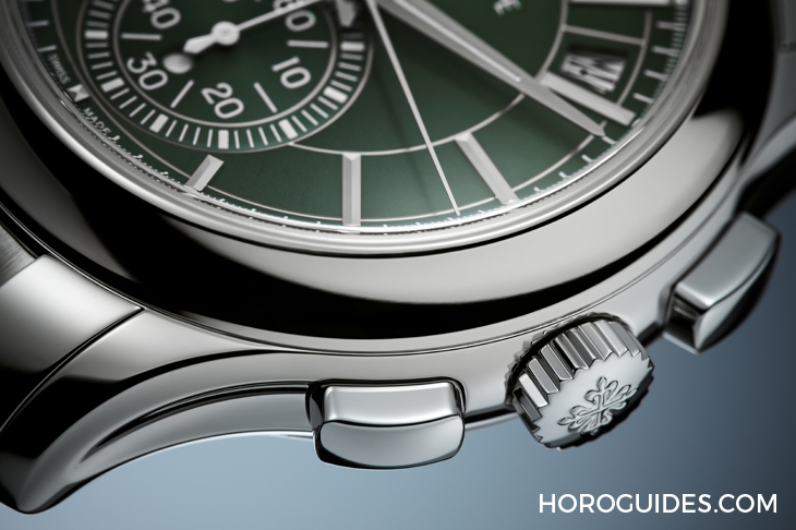 PATEK PHILIPPE - COMPLICATIONS - 5905/1A-001 - 精鋼、鍊帶、橄欖綠面,熱門元素加持!|百達翡麗年曆計時碼錶5905/1A-001