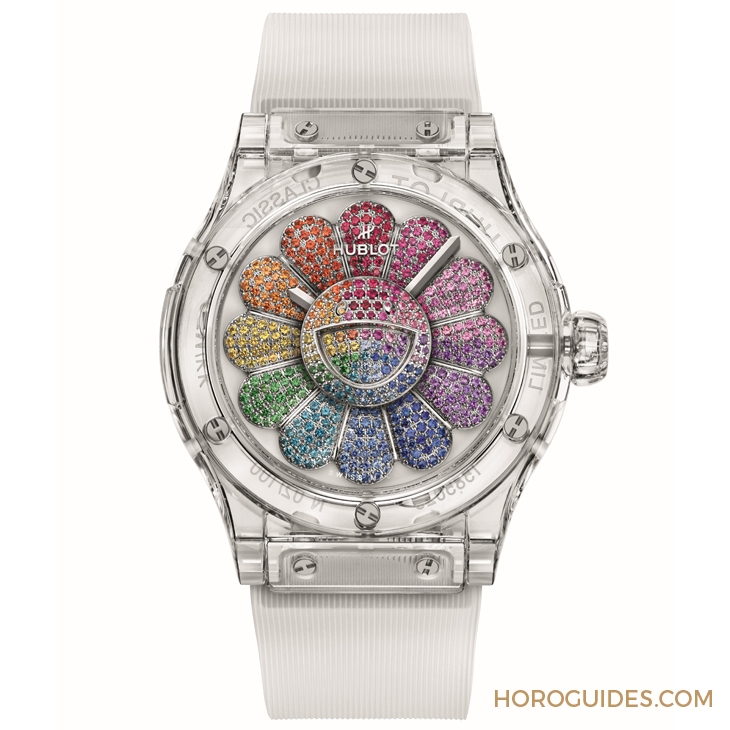 HUBLOT - CLASSIC FUSION - 507.JX.0800.RT.TAK21 - 彩虹版微笑小花動起來!|Hublot經典融合系列村上隆藍寶石彩虹腕錶