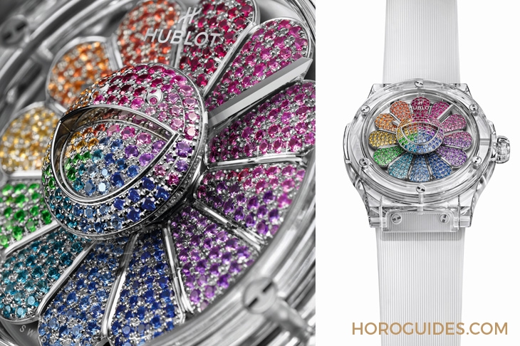 HUBLOT - CLASSIC FUSION - 507.JX.0800.RT.TAK21 - 彩虹版微笑小花動起來!|Hublot經典融合系列村上隆藍寶石彩虹腕錶