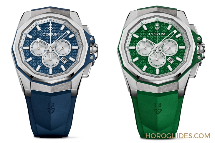 CORUM - ADMIRAL - A132/04274 - 選擇障礙了!Corum Admiral 45海軍上將計時碼錶藍面、綠面全新靚色限量上市