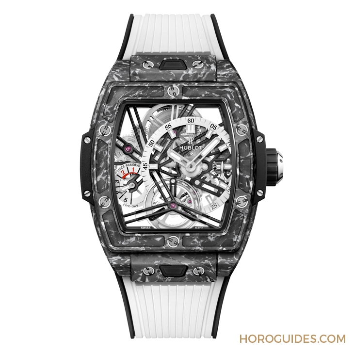HUBLOT - SPIRIT OF BIG BANG - 645.JX.5120.RT - 直搗靈魂的爆炸性美學|Hublot Spirit Of Big Bang 陀飛輪5日鍊腕錶-白色碳纖維款、藍寶石款