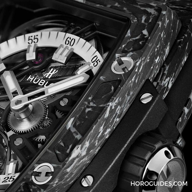 HUBLOT - SPIRIT OF BIG BANG - 645.JX.5120.RT - 直搗靈魂的爆炸性美學|Hublot Spirit Of Big Bang 陀飛輪5日鍊腕錶-白色碳纖維款、藍寶石款