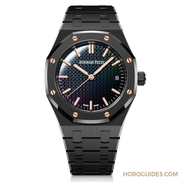 AUDEMARS PIGUET - ROYAL OAK - 77350CE.OO.1266CE.02.A - 這樣的鏡面虹彩,顯現在不意間|愛彼皇家橡樹34毫米黑色陶瓷自動上鍊腕錶Carolina Bucci限量版