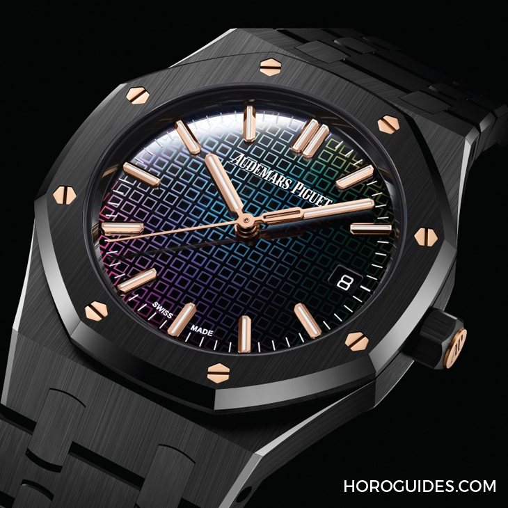 AUDEMARS PIGUET - ROYAL OAK - 77350CE.OO.1266CE.02.A - 這樣的鏡面虹彩,顯現在不意間|愛彼皇家橡樹34毫米黑色陶瓷自動上鍊腕錶Carolina Bucci限量版