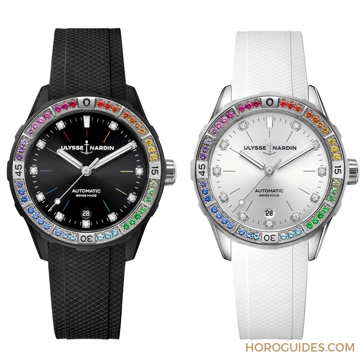 ULYSSE NARDIN - DIVER - 1723-400B1LE-2B-RAIN/1A - 以彩虹寶石圈入作，Ulysse Nardin Blast彩虹陀飛輪腕錶、Lady Diver美人魚潛水彩虹腕