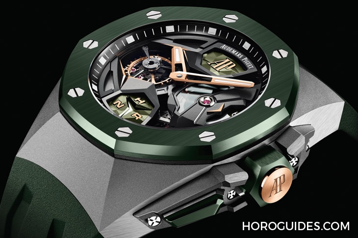 AUDEMARS PIGUET - ROYAL OAK CONCEPT - 26589IO.OO.D056CA.01 - 綠色陶瓷圈！愛彼皇家橡樹概念系列飛行陀飛輪GMT腕錶首次以綠色陶瓷入作