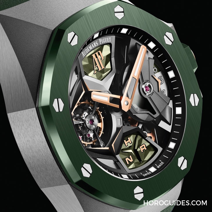 AUDEMARS PIGUET - ROYAL OAK CONCEPT - 26589IO.OO.D056CA.01 - 綠色陶瓷圈！愛彼皇家橡樹概念系列飛行陀飛輪GMT腕錶首次以綠色陶瓷入作