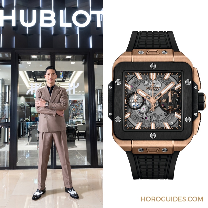 HUBLOT - SQUARE BANG - 821.OM.0180.RX - 高階運動方錶這樣搭,怎一個瀟灑了得|Hublot Square Bang Unico計時碼錶