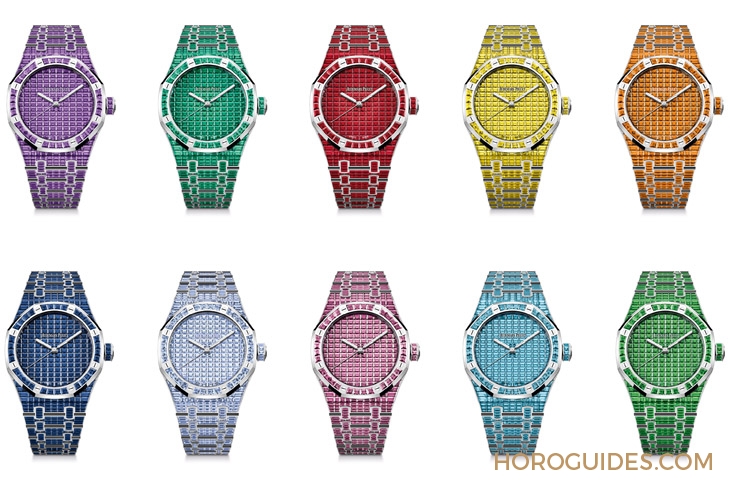 AUDEMARS PIGUET - ROYAL OAK - 15554BC.EE.1274BC.01 - 10種寶石上陣!款款都是主角|愛彼皇家橡樹系列自動上鍊腕錶白金款