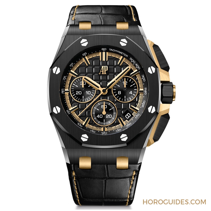 AUDEMARS PIGUET - ROYAL OAK OFFSHORE - 26420CE.OO.A127CR.01 - 愛彼皇家橡樹離岸型自動上鍊計時碼錶首見黑陶瓷鍊帶款、祭出黃金結合黑陶瓷的對比美