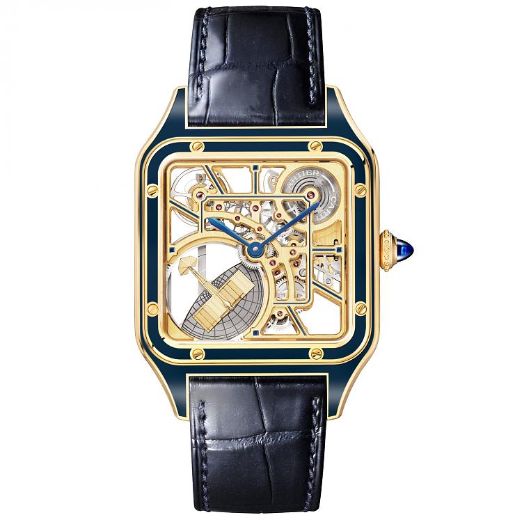 Cartier Santos-Dumont出現滑翔中的小飛機|Santos-Dumont微型自動盤鏤空腕錶