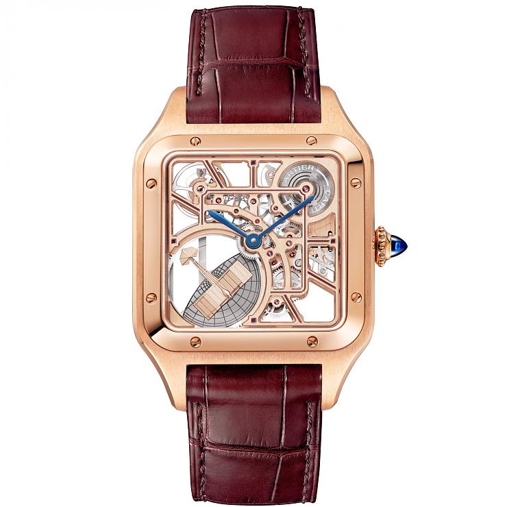 Cartier Santos-Dumont出現滑翔中的小飛機|Santos-Dumont微型自動盤鏤空腕錶