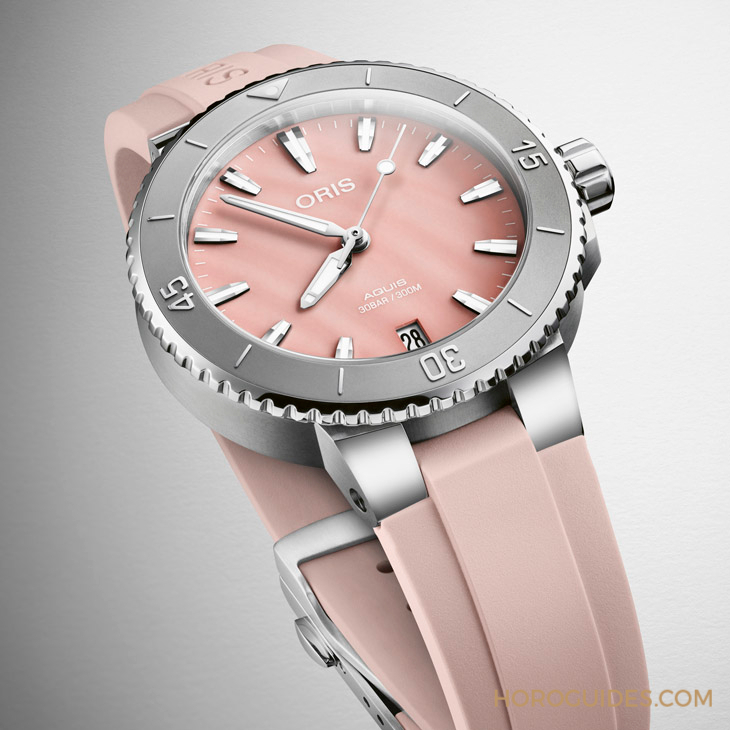 ORIS - AQUIS - 01 733 7770 4155-07 4 18 65FC - 水漾波光,Oris Aquis日期錶珍珠母貝面盤款
