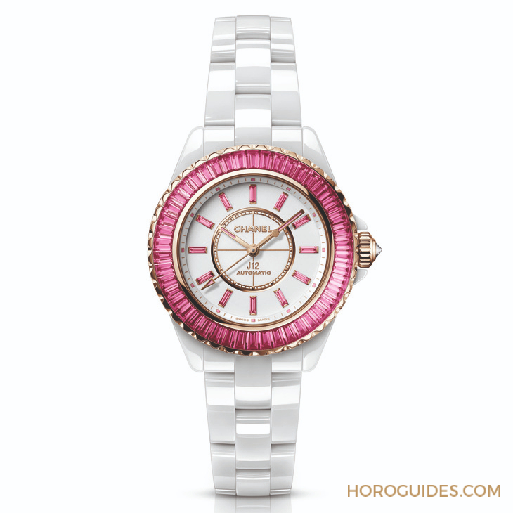CHANEL - J12 - H9868 - 就只是可愛？CHANEL打造世上第一只粉紅藍寶石水晶鍊帶錶J12 X-RAY粉紅腕錶，展現粉紅色的多變魅力