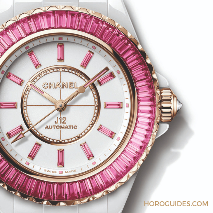 CHANEL - J12 - H9868 - 就只是可愛？CHANEL打造世上第一只粉紅藍寶石水晶鍊帶錶J12 X-RAY粉紅腕錶，展現粉紅色的多變魅力