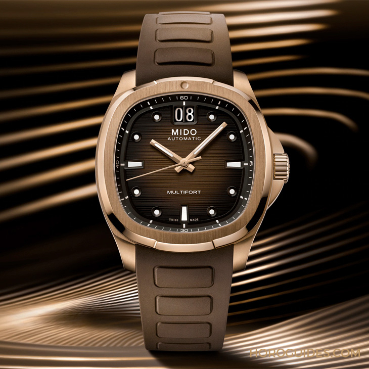 MIDO - MULTIFORT - M049.526.37.291.00 - 電視機殼型復古摩登魅力再襲,MIDO先鋒系列TV腕錶以漸變巧克力色面盤溫暖深冬