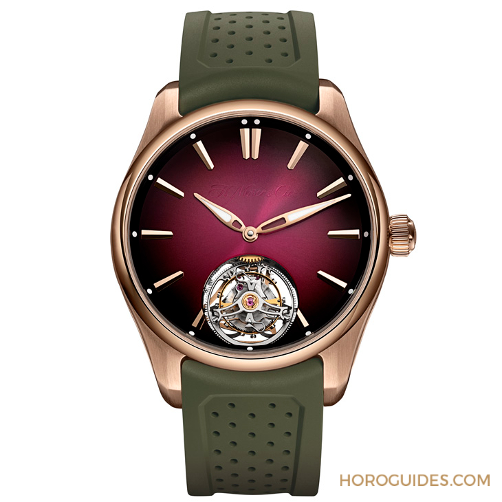 H. MOSER & CIE - PIONEER - 3805-0400 - 錶徑縮小,紅金加持,H. Moser & Cie.推出開拓者陀飛輪酒紅色腕錶