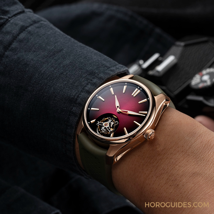 H. MOSER & CIE - PIONEER - 3805-0400 - 錶徑縮小,紅金加持,H. Moser & Cie.推出開拓者陀飛輪酒紅色腕錶