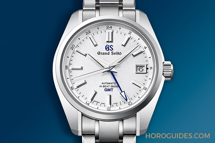 GRAND SEIKO - 少見的藍色GS logo!白面藍針GRAND SEIKO Hi-beat GMT為44GS 55週年揭開序幕