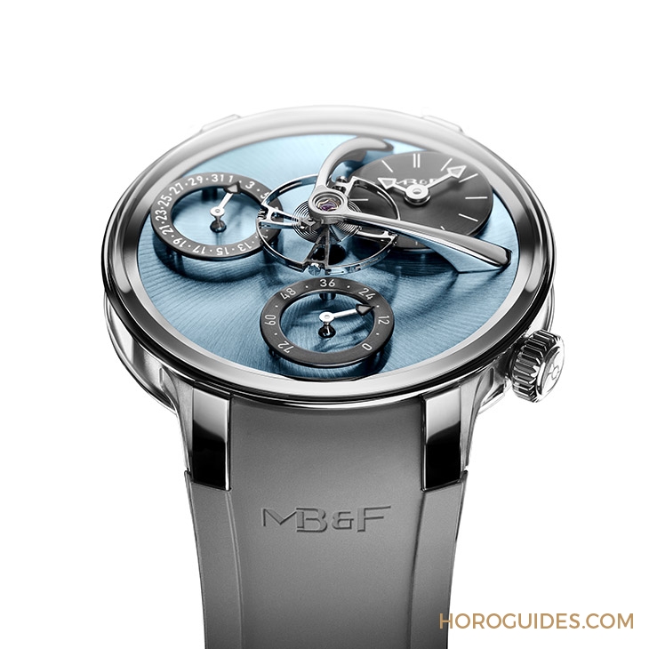 MB&F - LEGACY MACHINES - 04.TR.LB - 最有感的科幻亮眼配色,MB&F LM Split Escapement EVO冰藍面