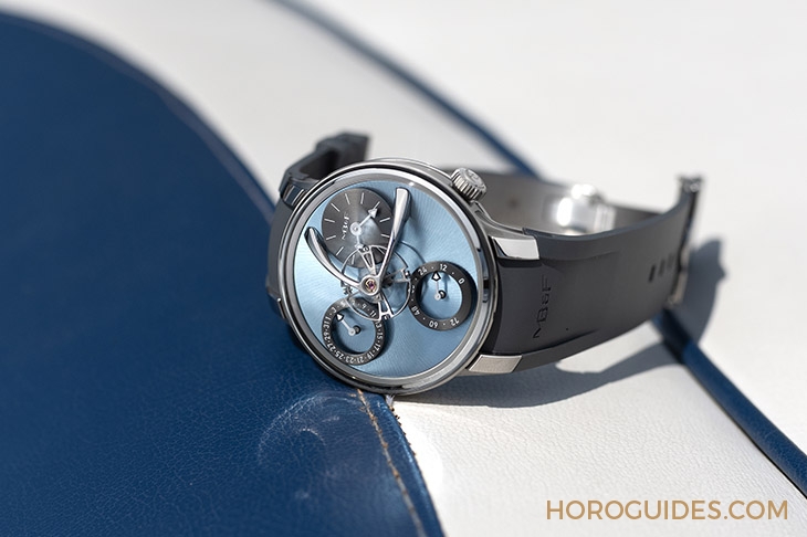 MB&F - LEGACY MACHINES - 04.TR.LB - 最有感的科幻亮眼配色,MB&F LM Split Escapement EVO冰藍面