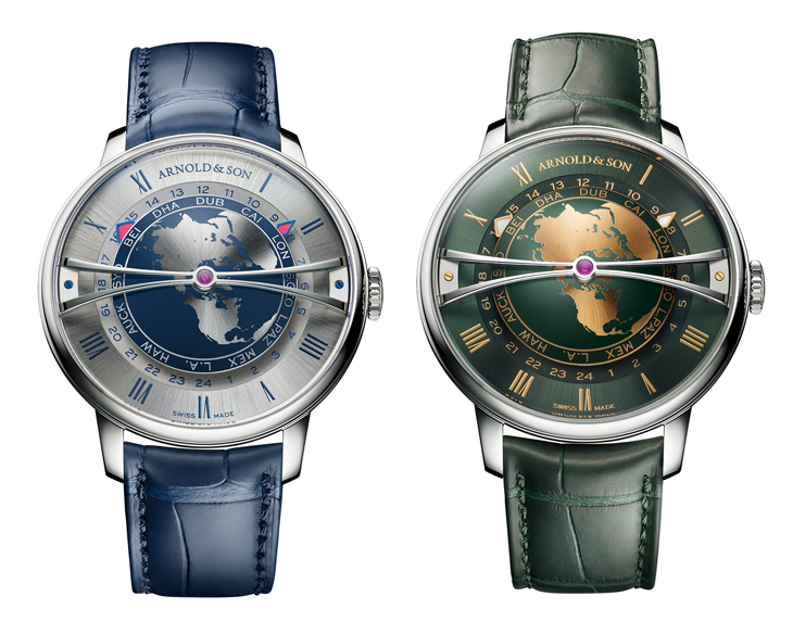 ARNOLD & Son - GLOBETROTTER - 1WTBS.K01A.C0263S - 藍綠交響,精巧寰宇|ARNOLD & SON推出兩款Globetrotter 42不鏽鋼限量版