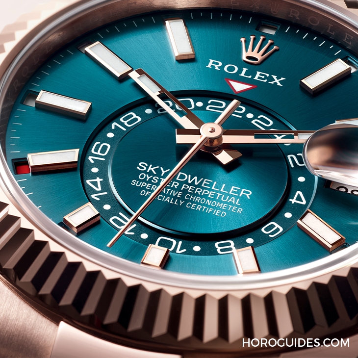 ROLEX - 勞力士天行者Sky-Dweller半金材質推出薄荷綠新色,玫瑰金材質搭配專屬藍綠色錶盤